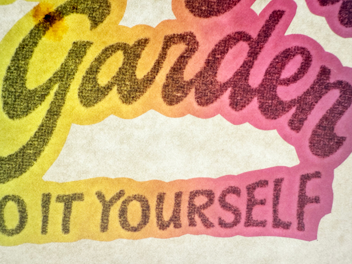 I Never Promised You a Rose Garden... Vintage Rainbow Iron On Heat Transfer