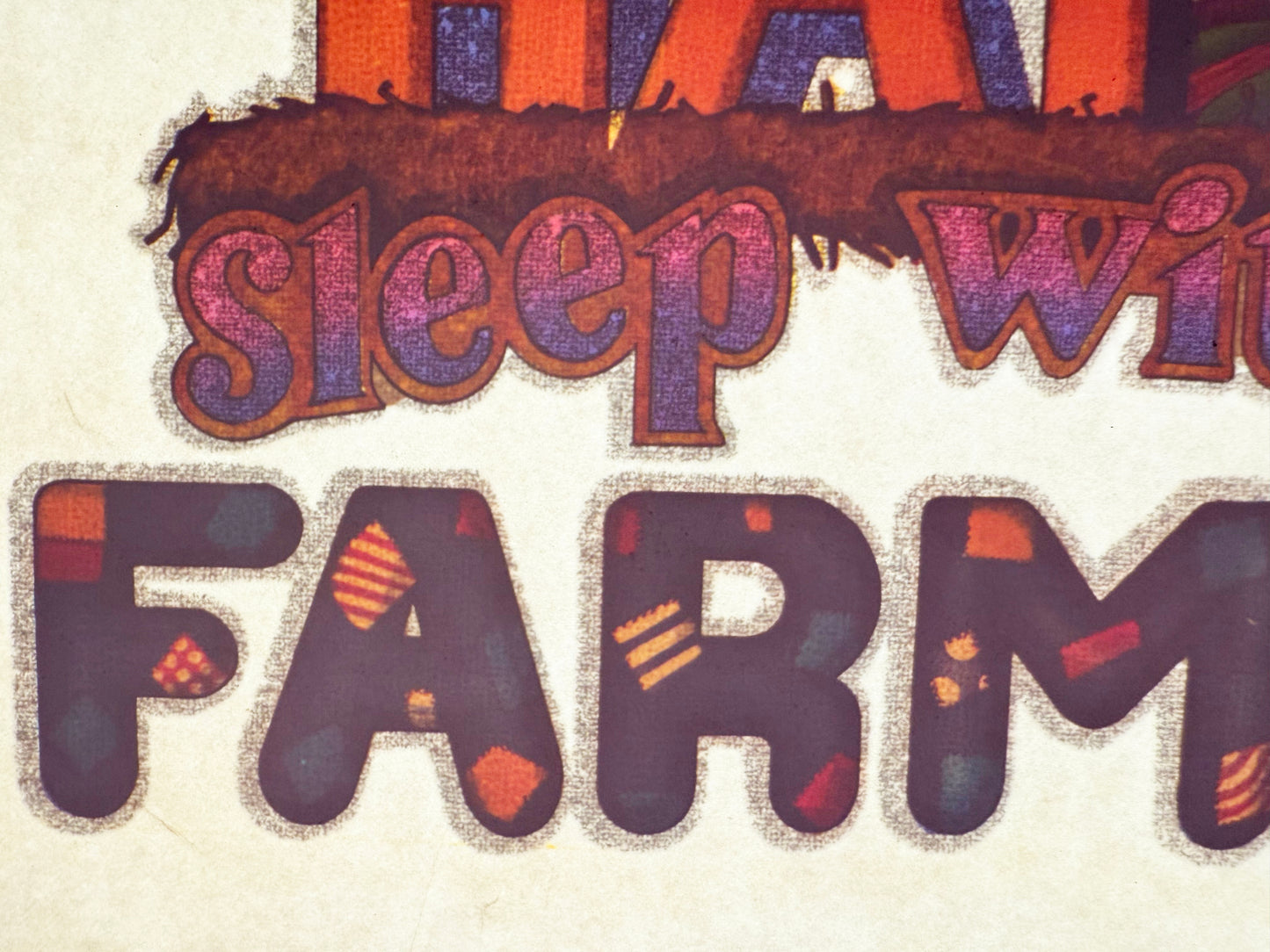 Take a Roll in the Hay, Sleep with a Farmer Vintage Glitter Iron On Heat Transfer