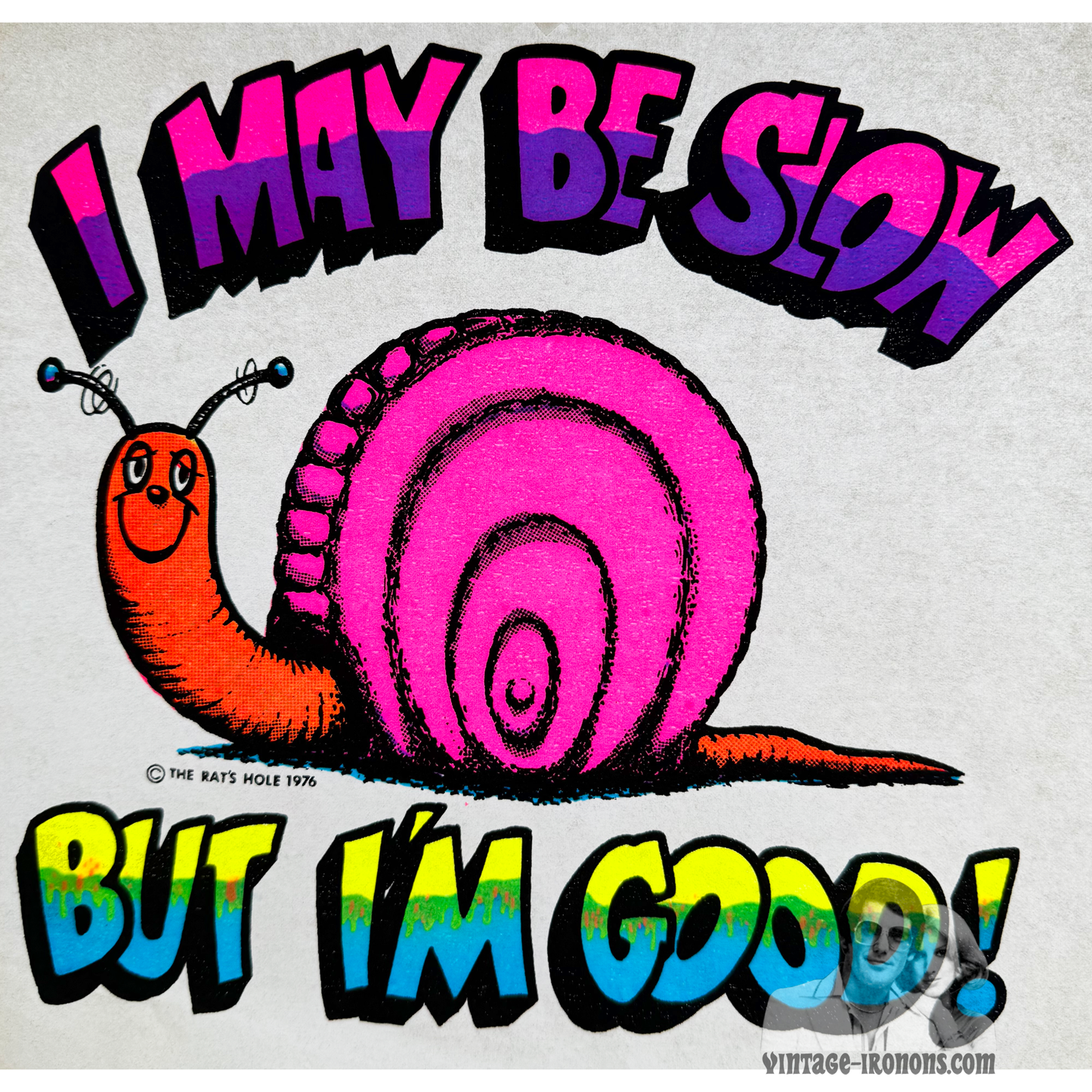 I May Be Slow But I'm Good! Snail Vintage Iron On Heat Transfer