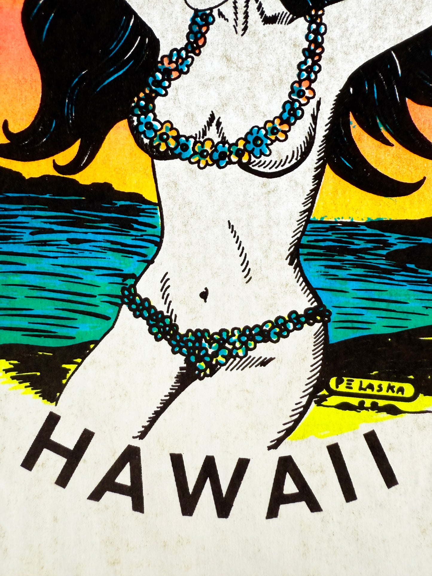 Hawaii Hula Girl Vintage Iron On Heat Transfer