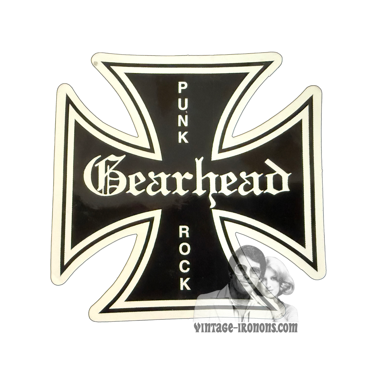 Gearhead Punk Rock Iron Cross Sticker