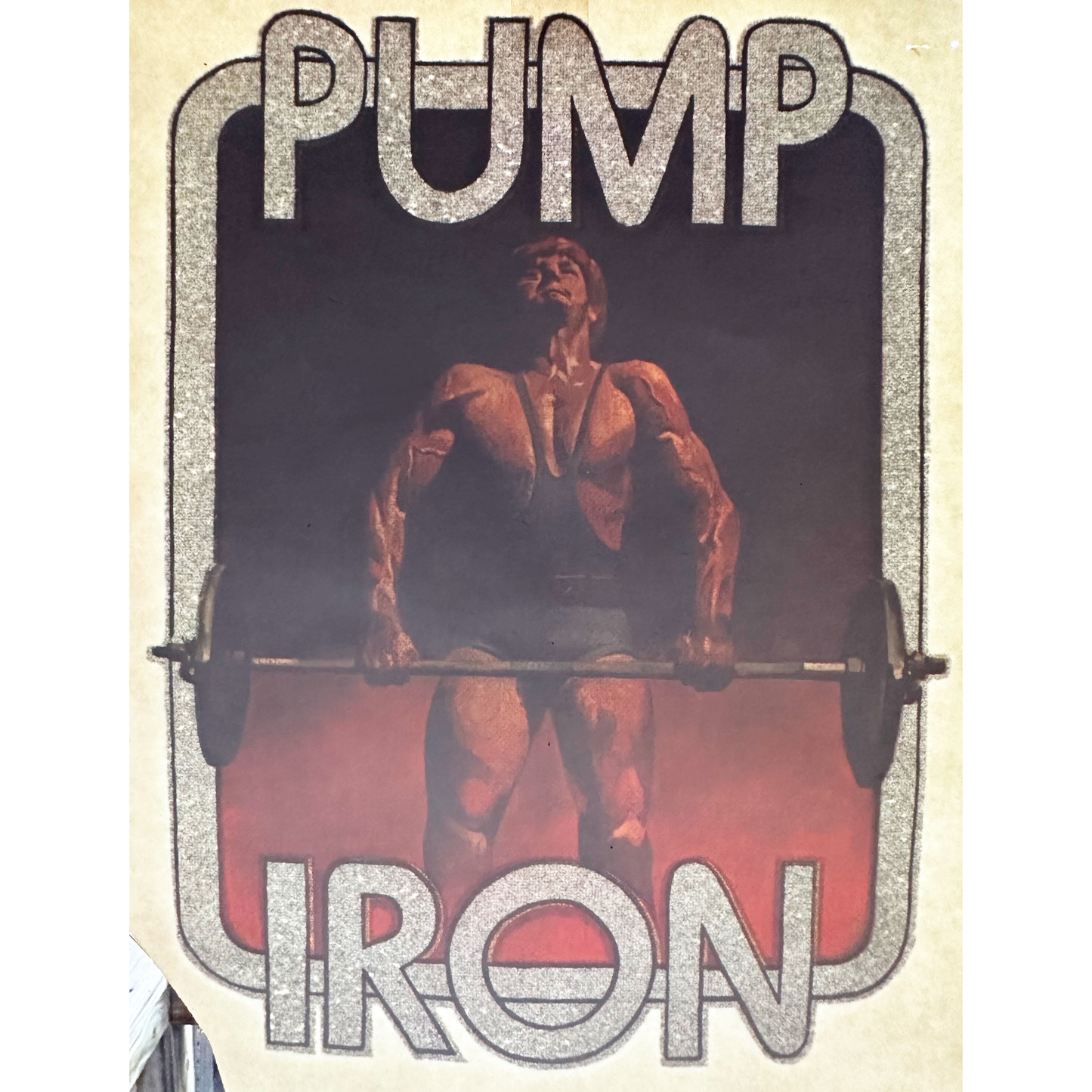 Pump Iron Vintage Glitter Iron On Heat Transfer