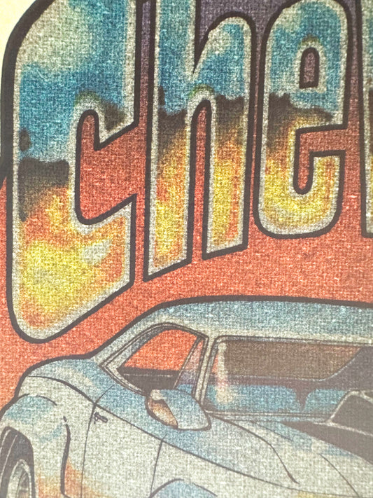 Chevy Chevelle Vintage Glitter Iron On Heat Transfer