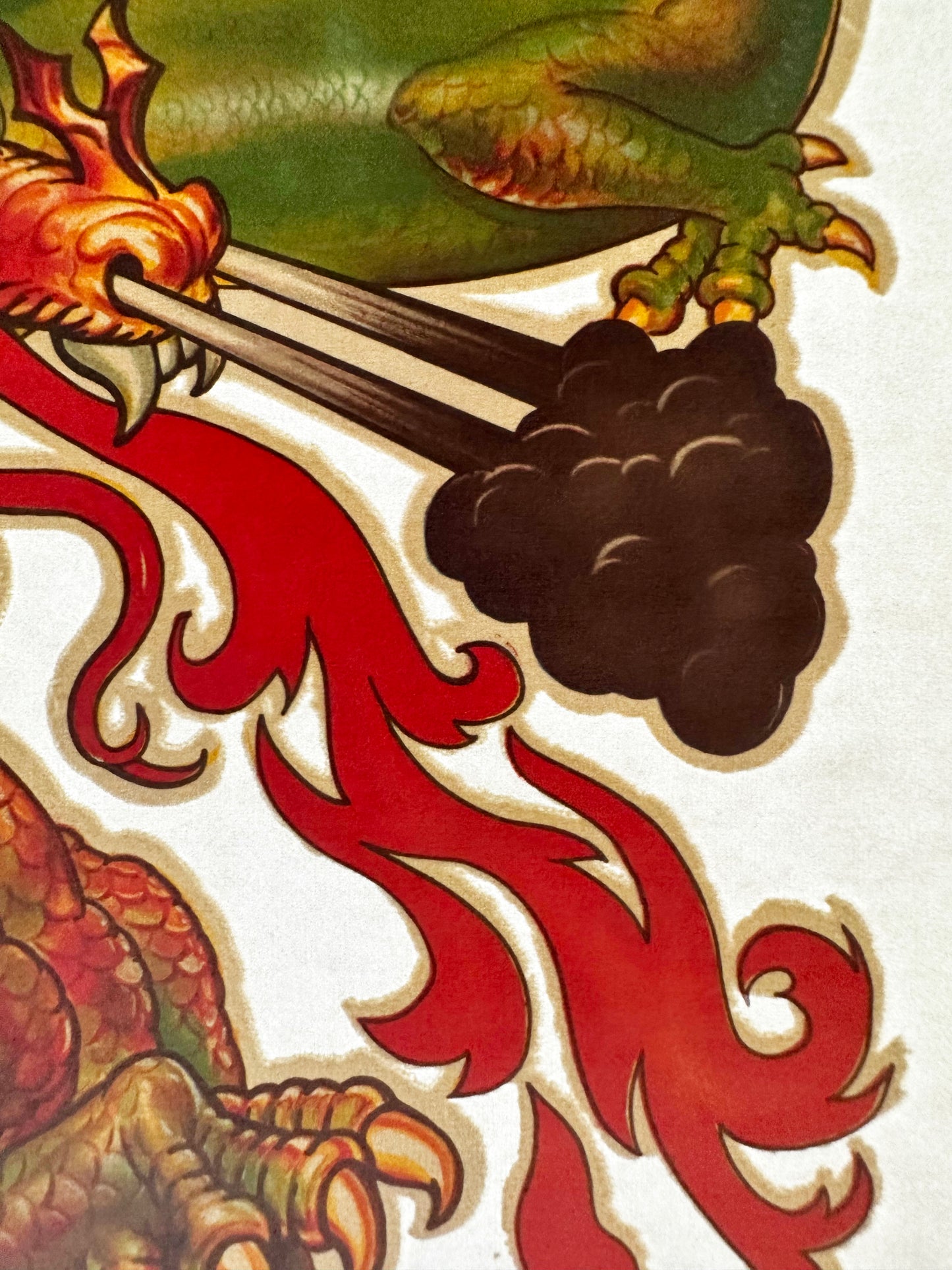 Fire Breathing Dragon Vintage Iron On Heat Transfer