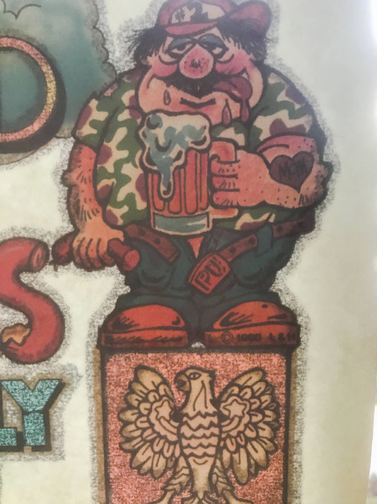 When God Created Polocks... Vintage Glitter Iron On Heat Transfer