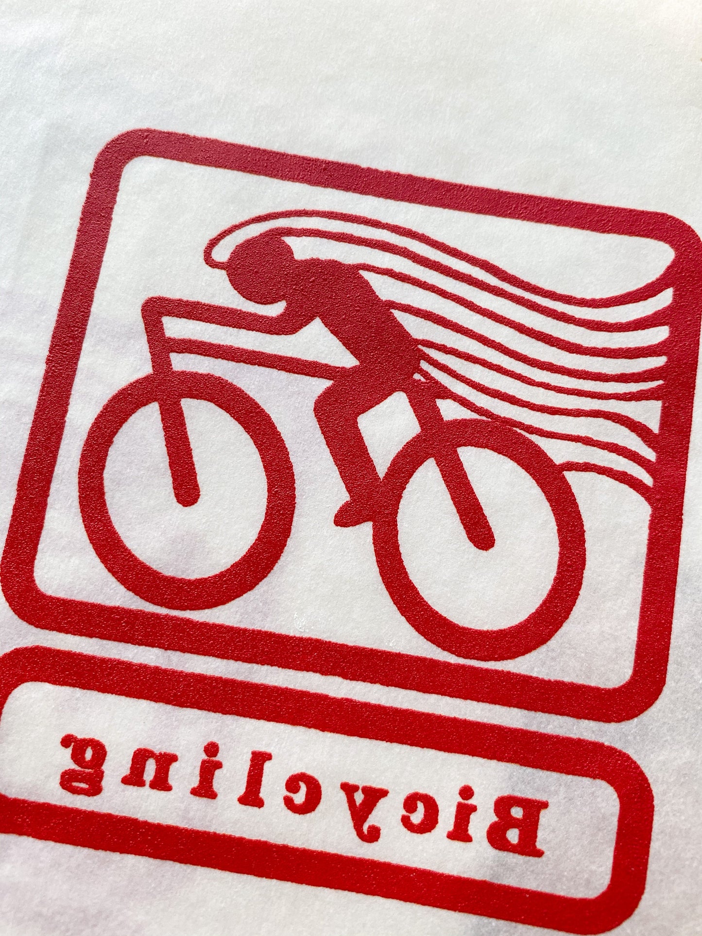 Bicycling in Red Vintage Iron On Heat Transfer