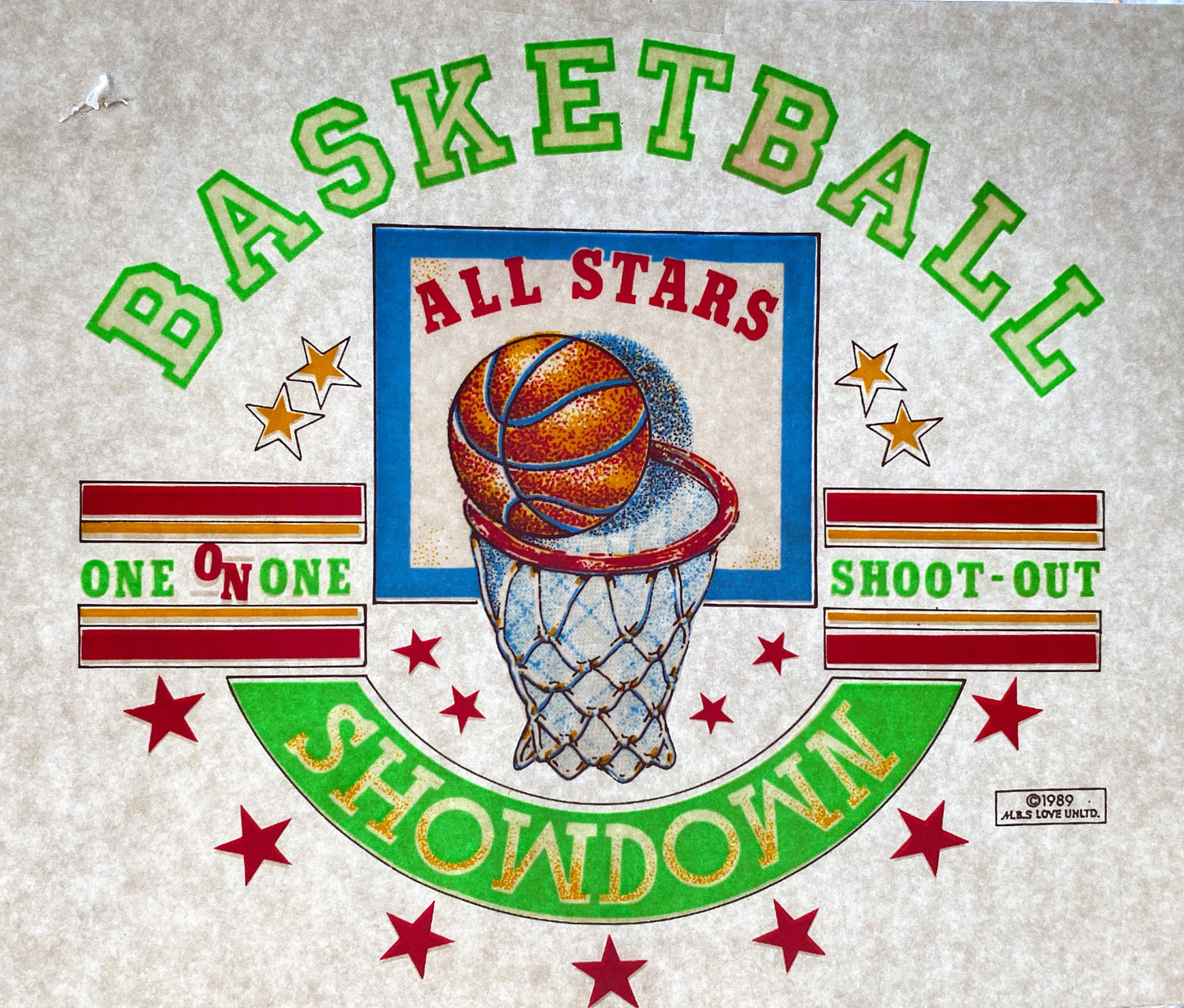 Basketball Showdown Vintage Iron On Heat Transfer