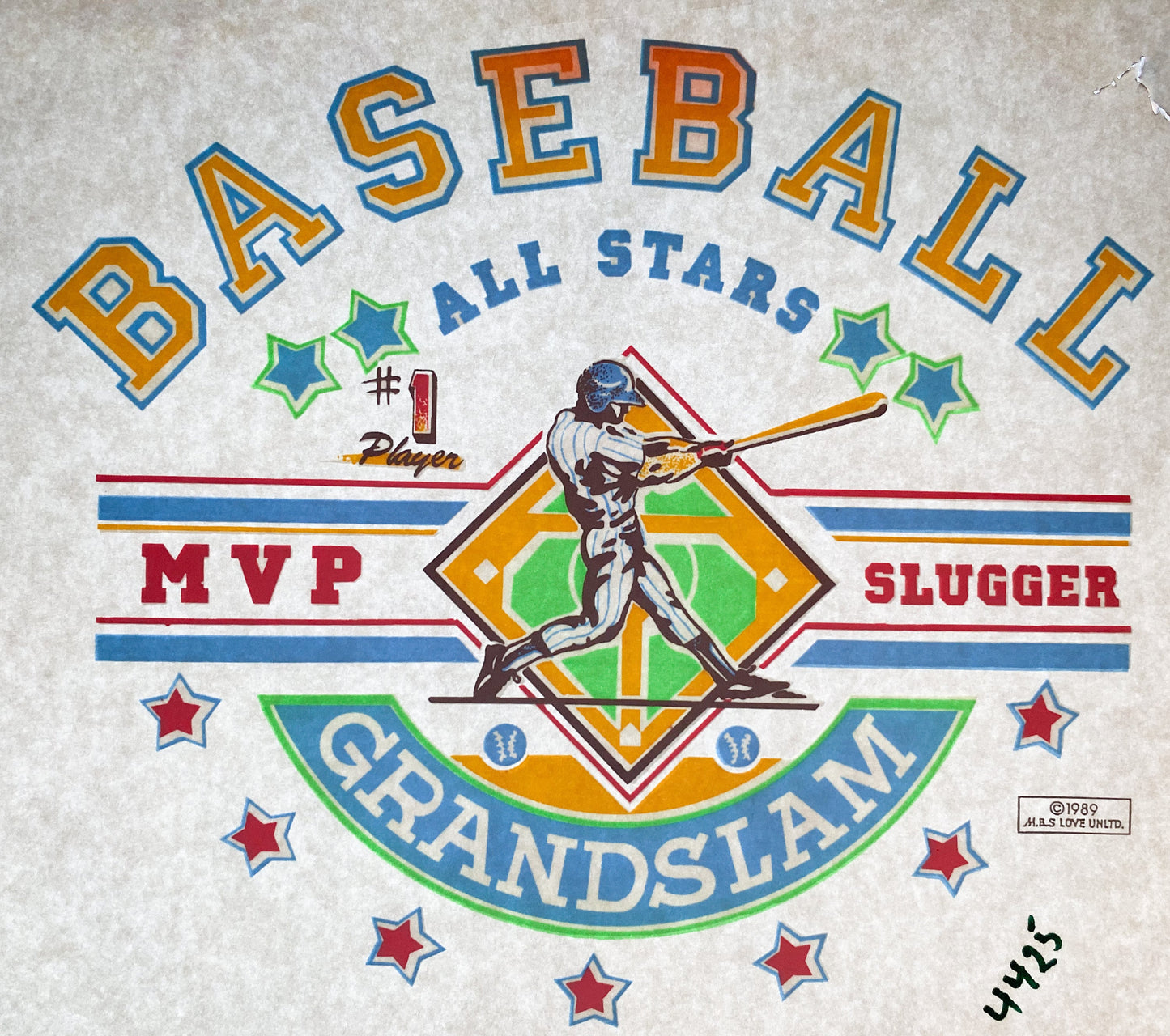 Baseball Grandslam Vintage Iron On Heat Transfer