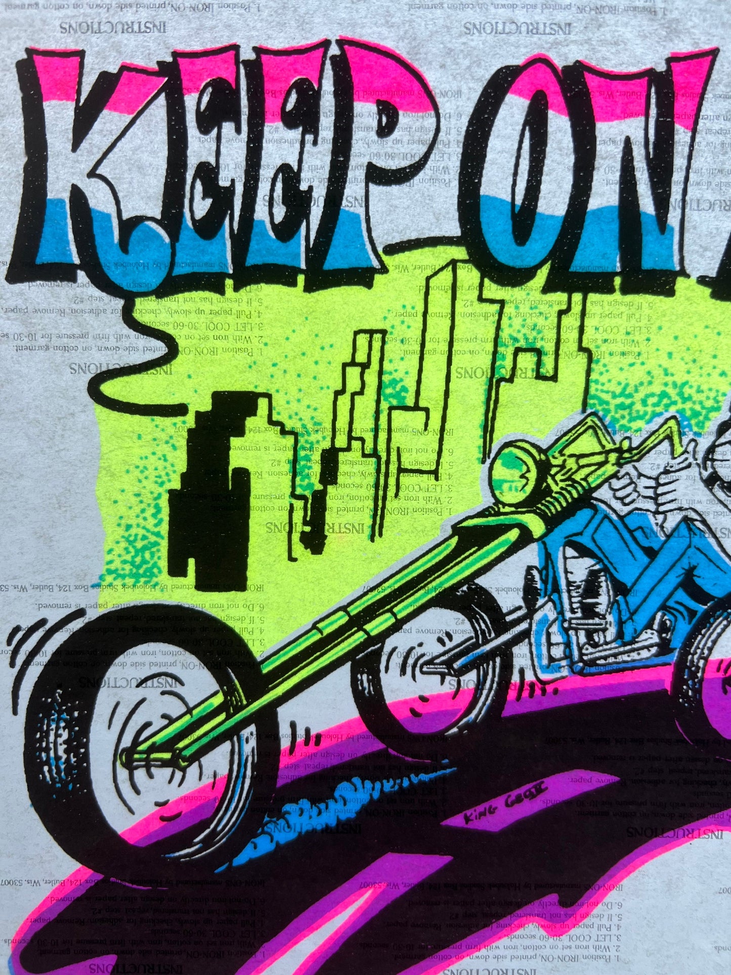 Keep on Bikin' Vintage Iron On Heat Transfer