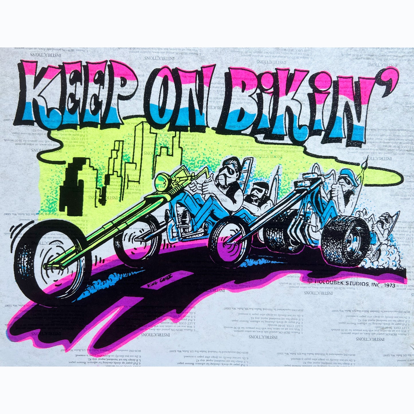 Keep on Bikin' Vintage Iron On Heat Transfer