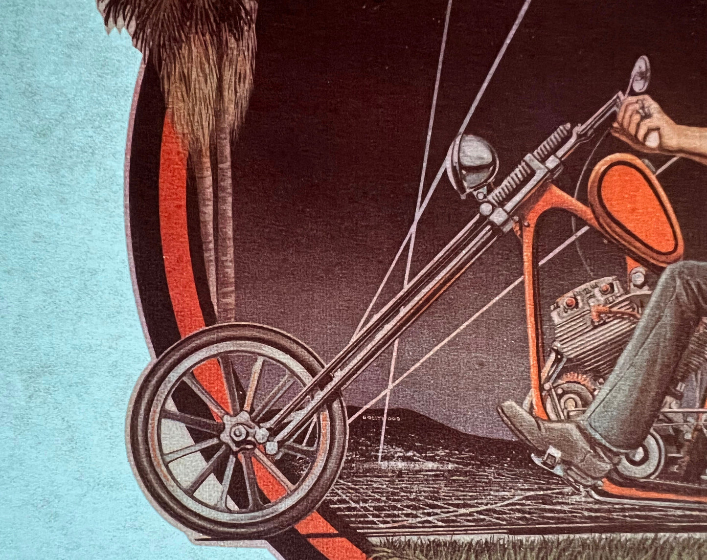 David Mann Couple Riding a Chopper 1975 Roach Vintage Iron On Heat Transfer
