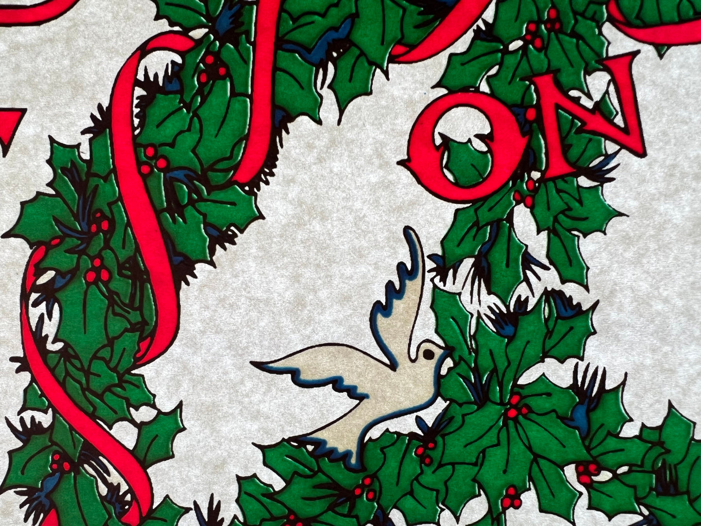 Peace on Earth Christmas Vintage Iron On Heat Transfer with Gritty Ink