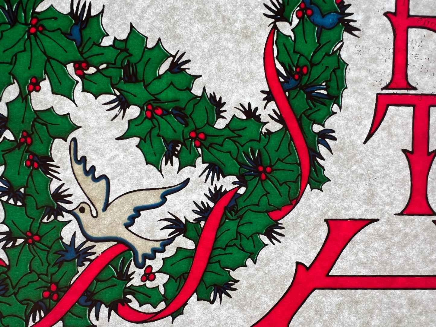 Peace on Earth Christmas Vintage Iron On Heat Transfer with Gritty Ink