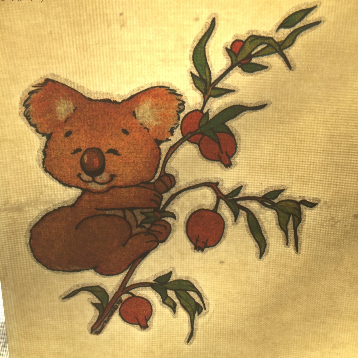 Koala Vintage Glitter Iron On Heat Transfer