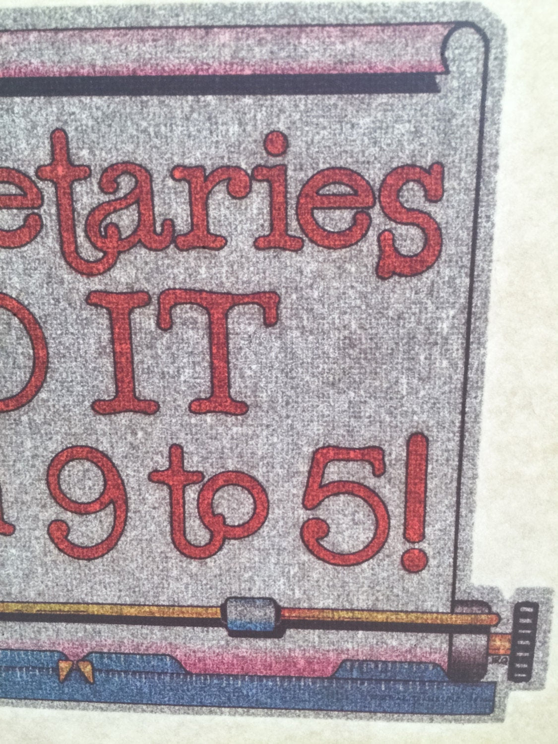Secretaries Do It From 9 to 5 Vintage Glitter Iron On Heat Transfer