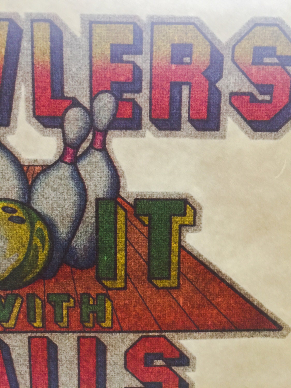 Bowlers Do It with Balls Vintage Glitter Iron On Heat Transfer