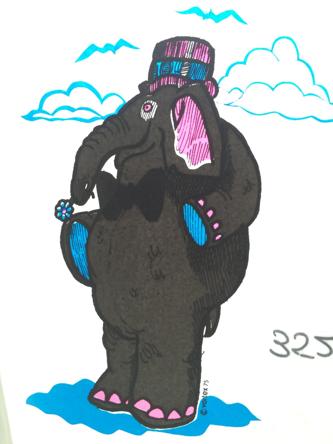 Handsome Elephant Vintage 1975 Iron On Heat Transfer
