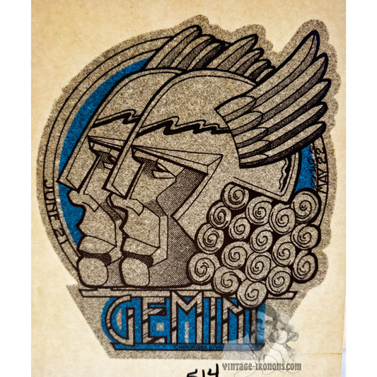 Gemini Astrology Zodiac Sign Vintage Holoubek Studios Glitter Iron On Heat Transfer
