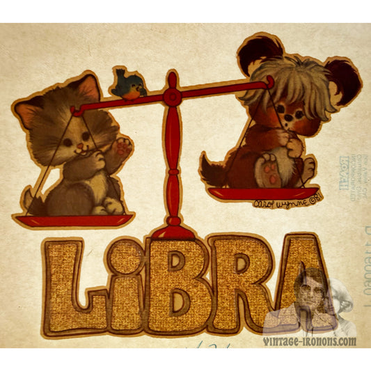 Libra Scales Astrology Zodiac Sign Vintage Glitter Iron On Heat Transfer