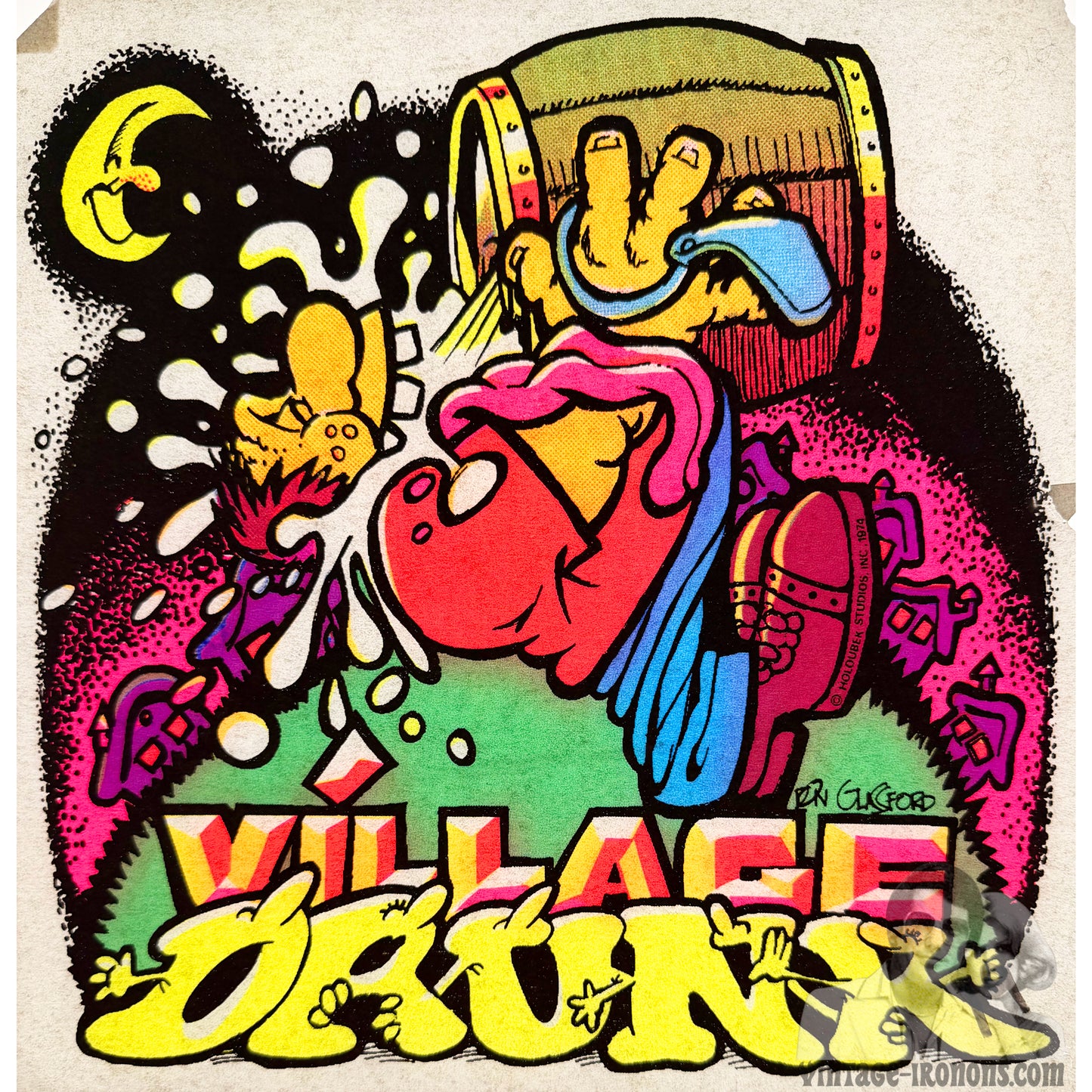 Village Drunk Vintage 1974 Holoubek Studios Iron On Heat Transfer
