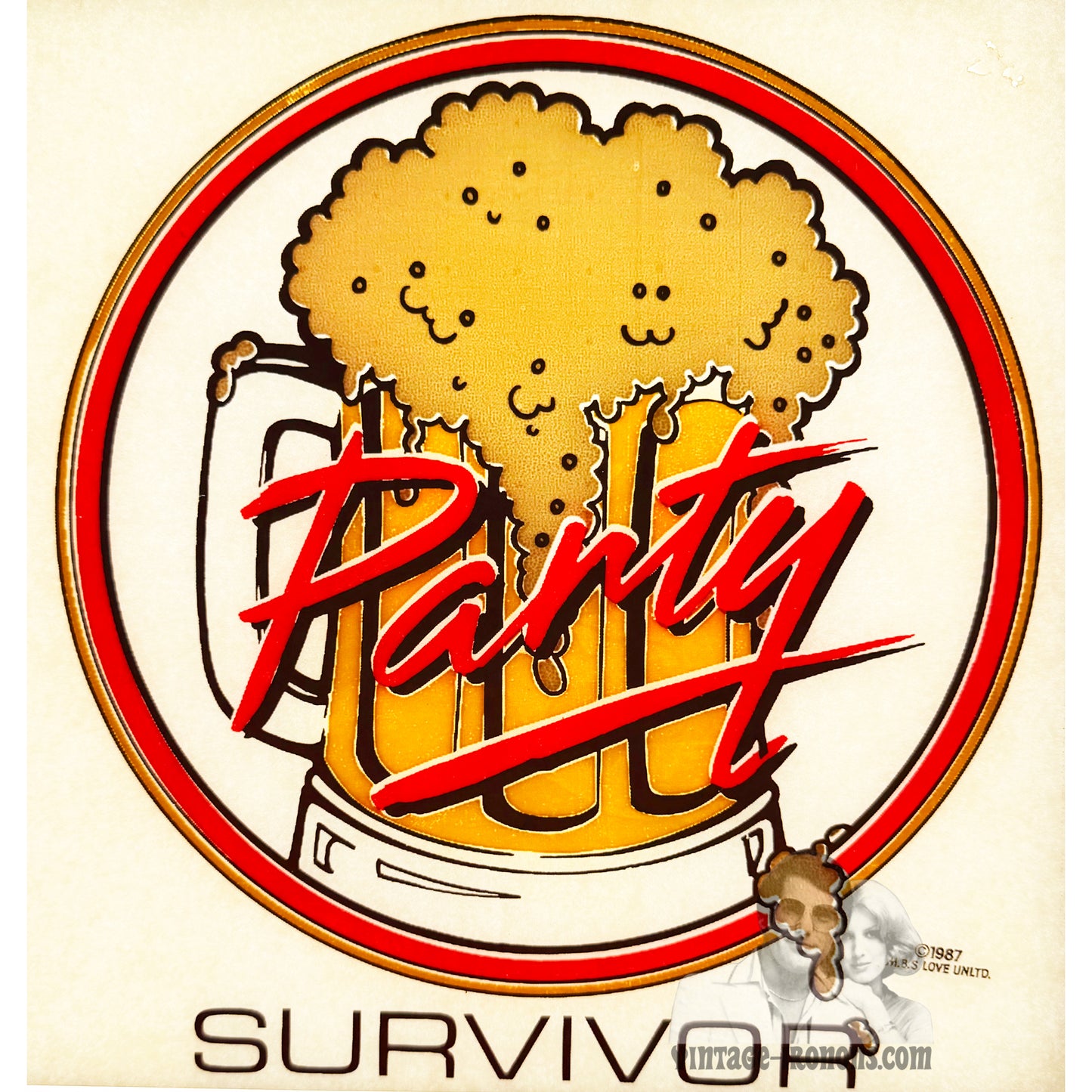 Party Survivor Vintage 1987 Iron On Heat Transfer