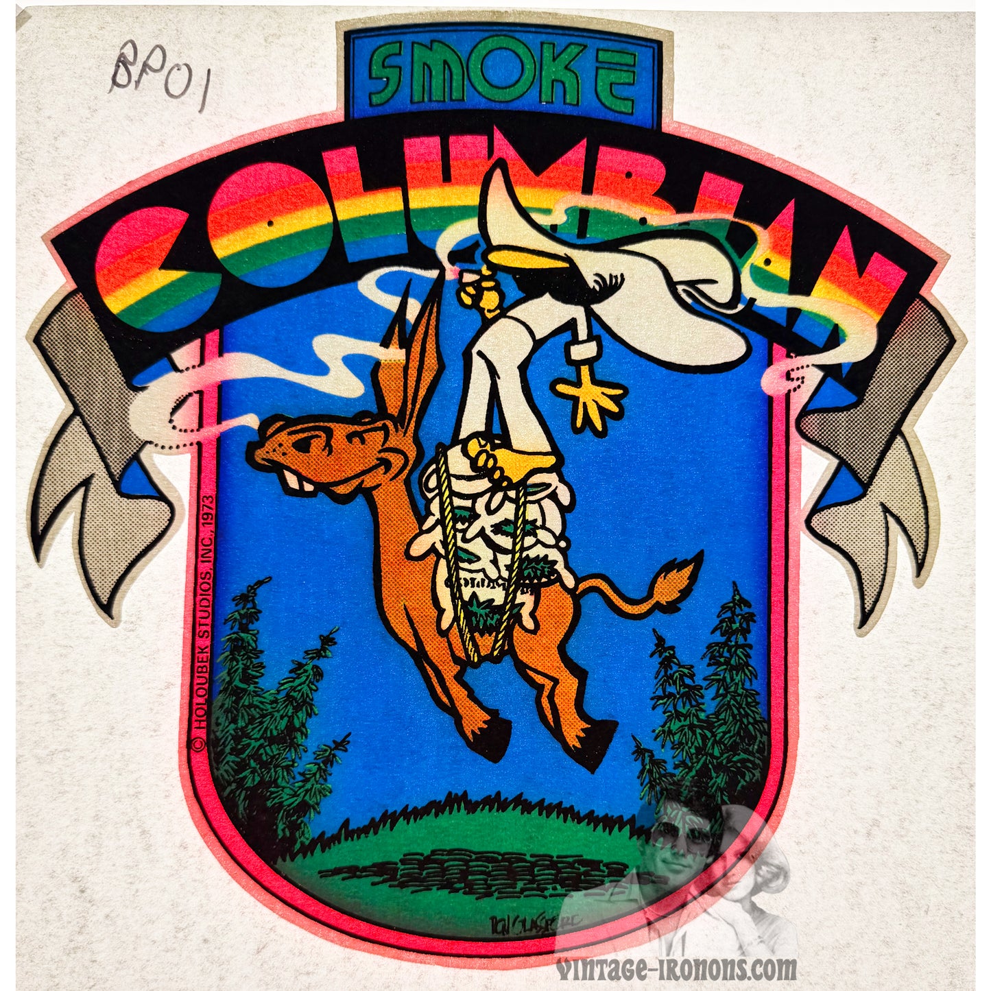 Smoke Columbian Vintage Iron On Heat Transfer