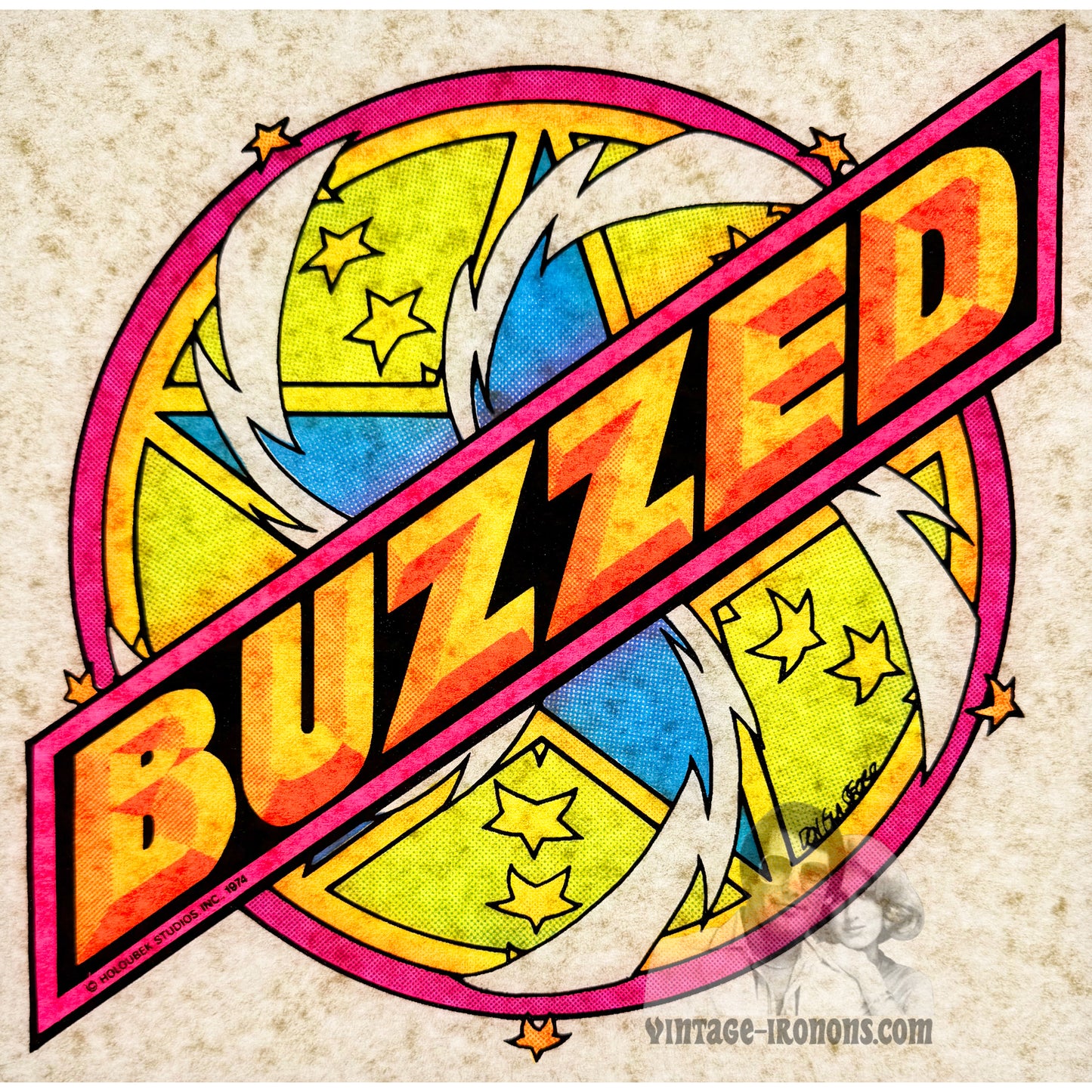 Buzzed Vintage 1974 Holoubek Studios Iron On Heat Transfer