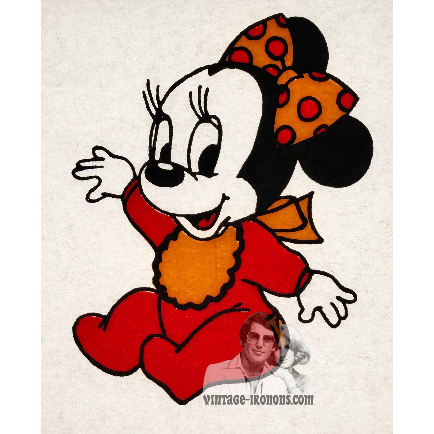 Red/Orange Baby Minnie Mouse Disney Vintage Iron On Heat Transfer