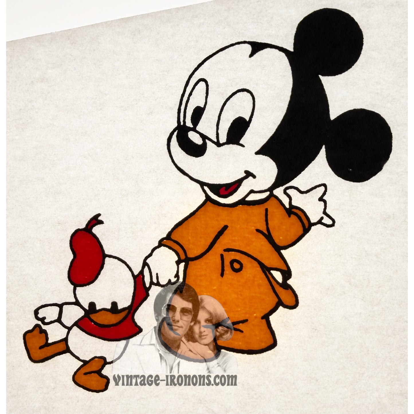 Baby Mickey Mouse with Donald Duck Disney Vintage Iron On Heat Transfer