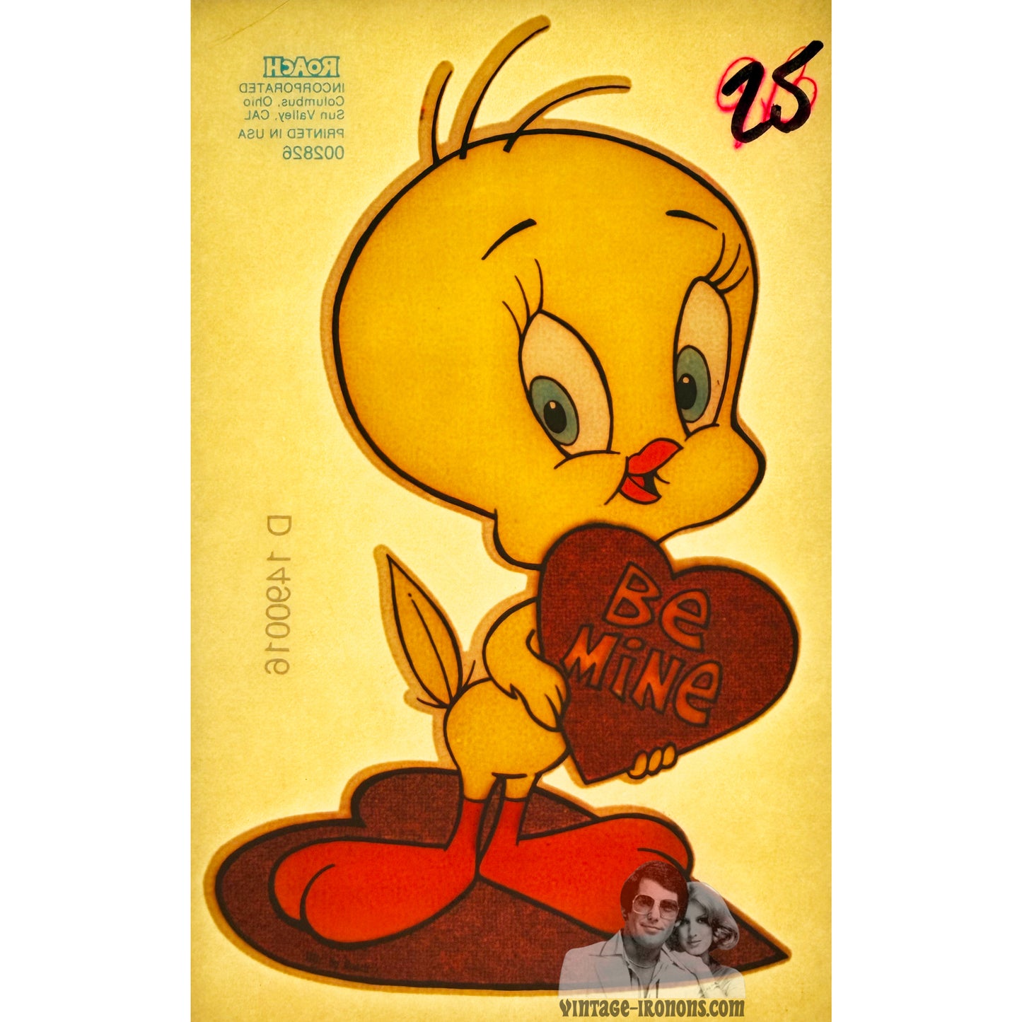 Tweety Bird Warner Bros. Be Mine Vintage Iron On Heat Transfer