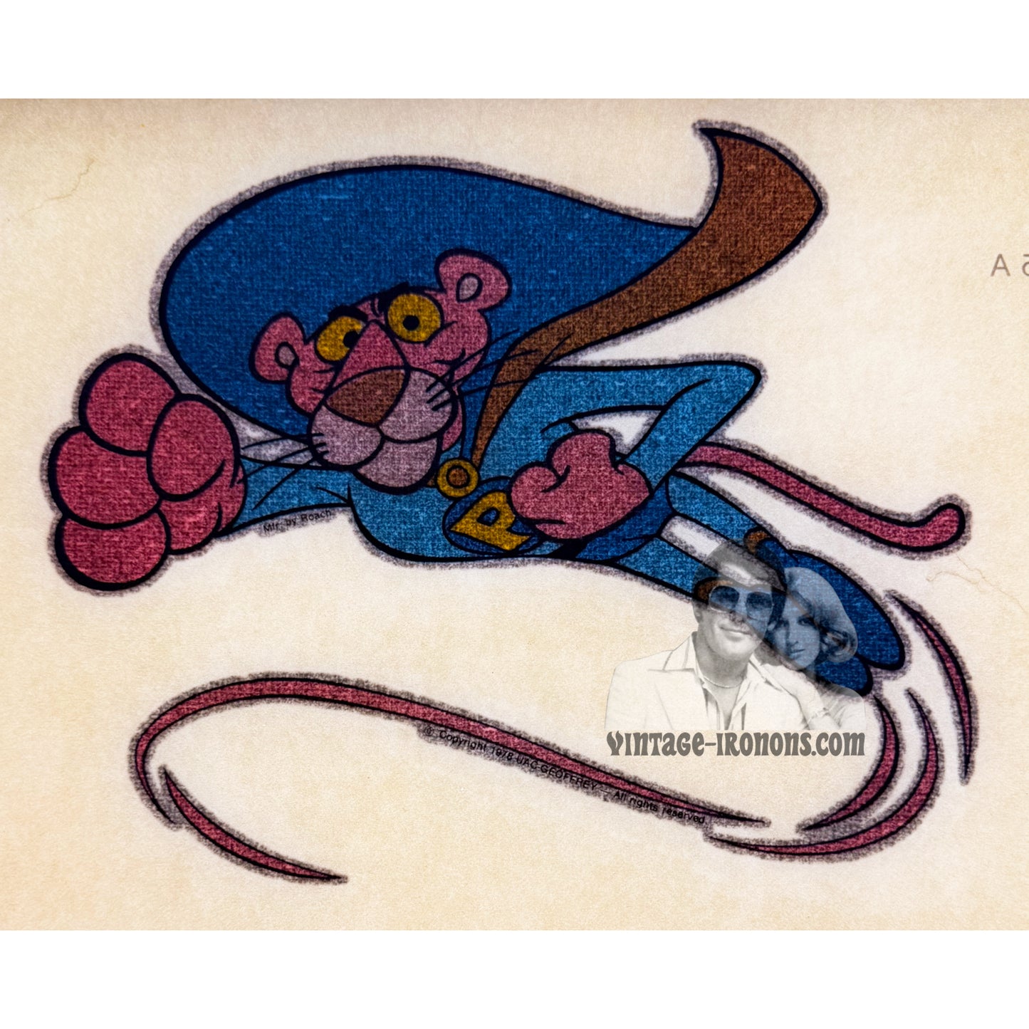 Pink Panther Super Panther Vintage Glitter Iron On Heat Transfer