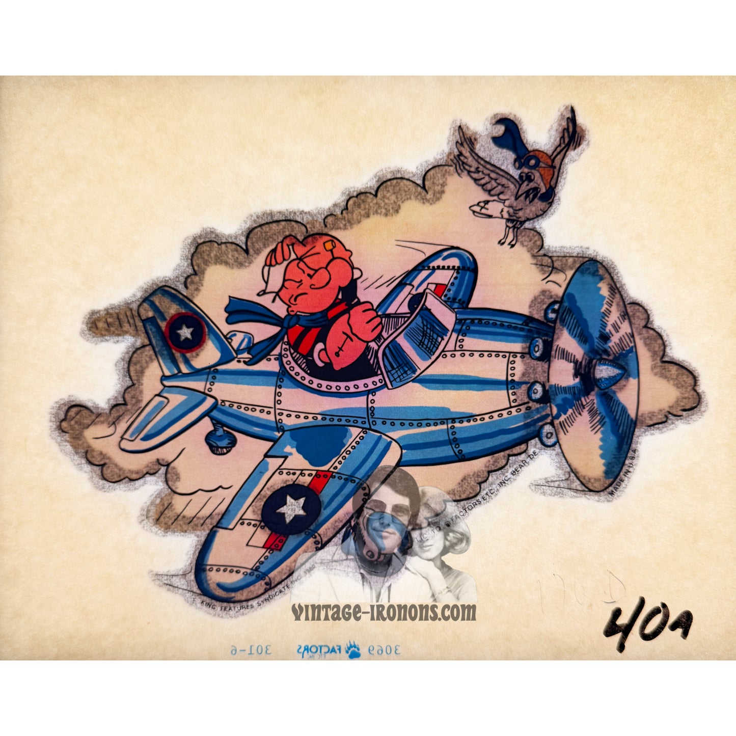 Popeye and Airplane Vintage Iron On Heat Transfer