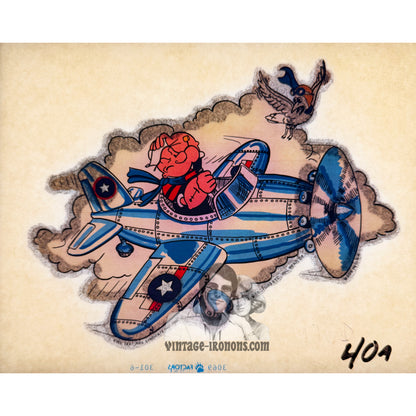 Popeye and Airplane Vintage Iron On Heat Transfer