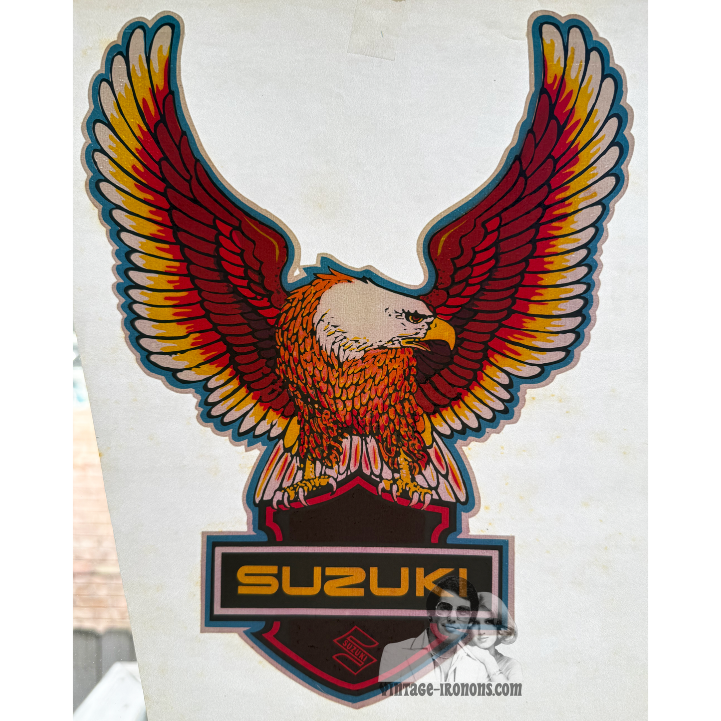 Suzuki Motorcycle Eagle Shield Vintage Iron On Heat Transfer