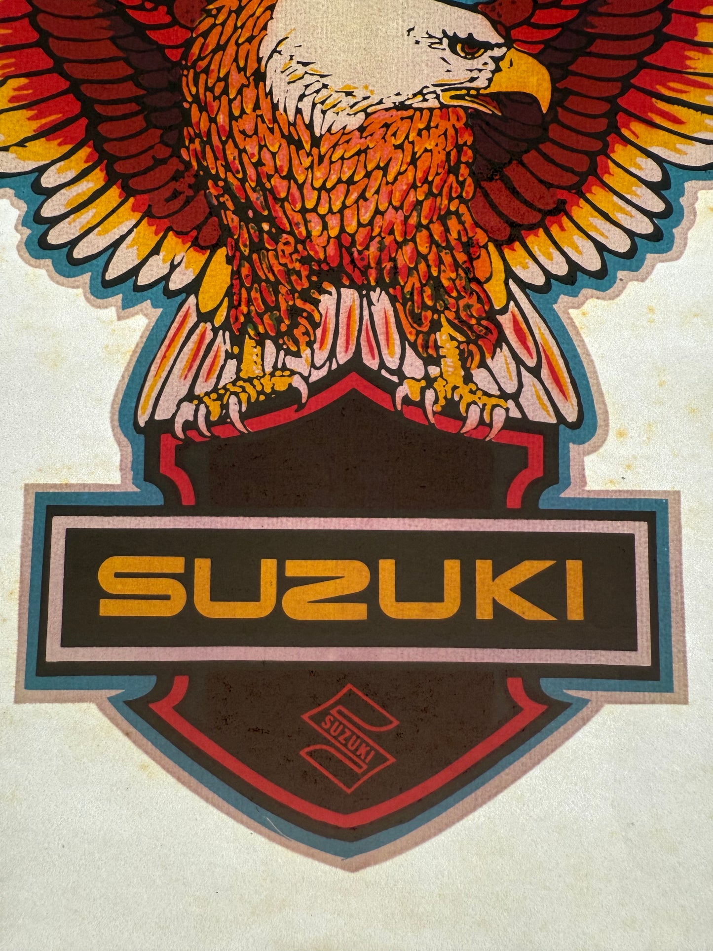 Suzuki Motorcycle Eagle Shield Vintage Iron On Heat Transfer
