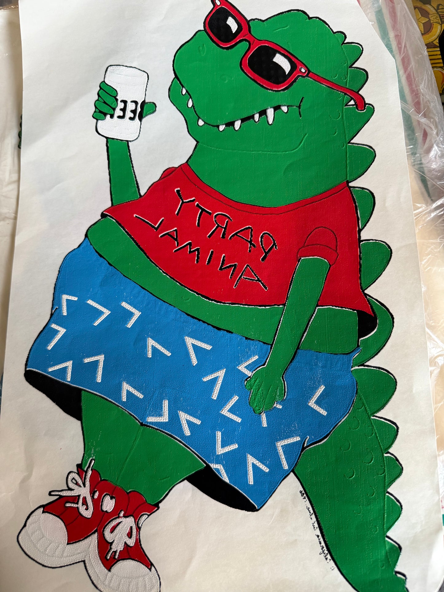 Party Animal Alligator Vintage Iron On Heat Transfer