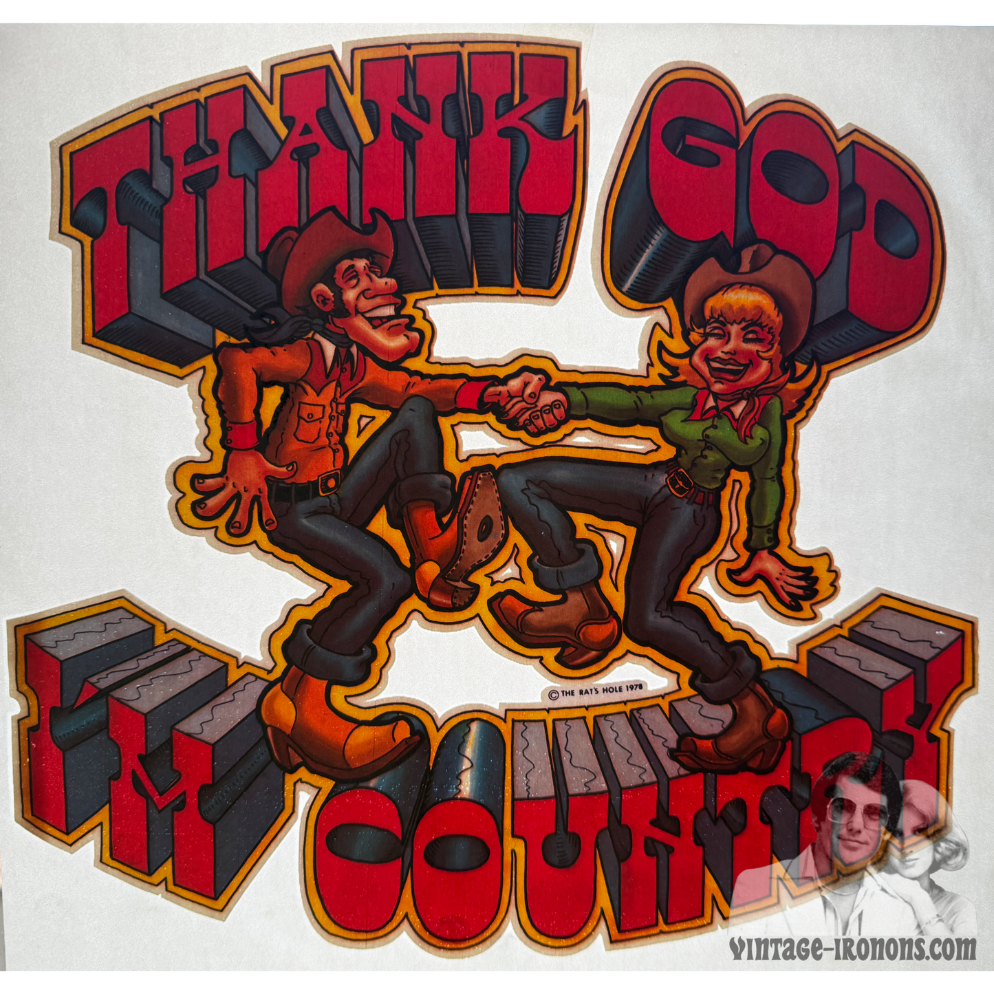 Thank God I'm Country Vintage Iron On Heat Transfer