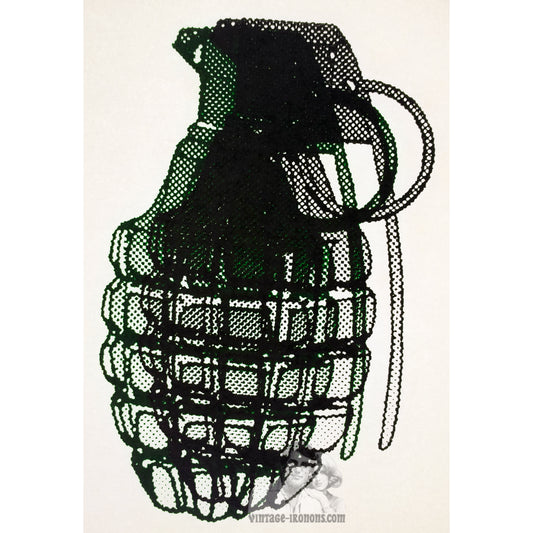 Grenade Halftone Double Image Vintage Iron On Heat Transfer