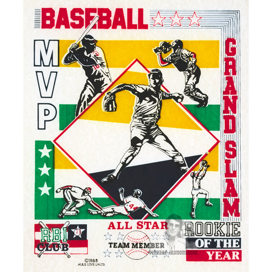 Baseball MVP Vintage Iron On Heat Transfer