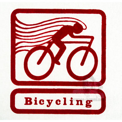 Bicycling in Red Vintage Iron On Heat Transfer