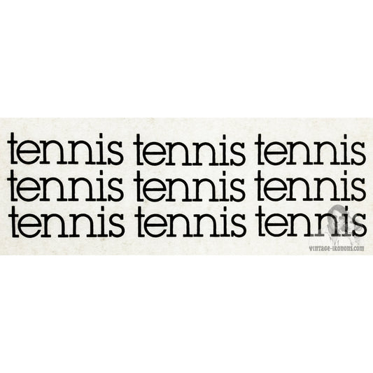 Tennis in Black  Vintage Iron On Heat Transfer