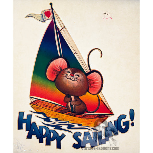 Happy Sailing! Vintage Iron On Heat Transfer