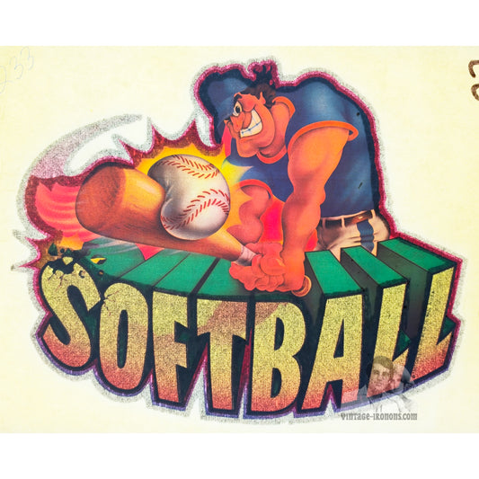 Softball Graphic and Glitter Vintage Iron On Heat Transfer