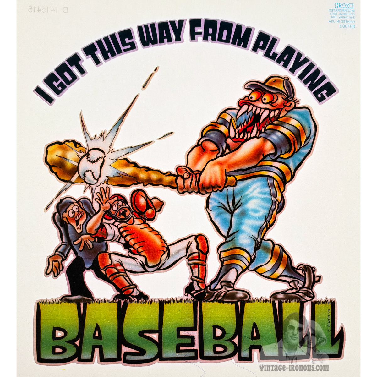 Playing Baseball Vintage Iron On Heat Transfer