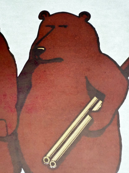 Insanely Jealous Bears with Shotgun Vintage Iron On Heat Transfer
