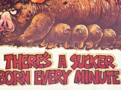 There's A Sucker Born Every Minute Vintage Iron On Heat Transfer