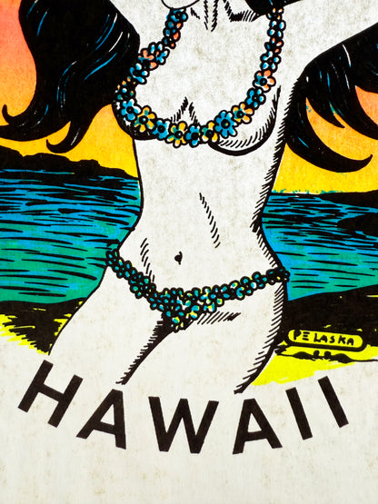 Hawaii Hula Girl Vintage Iron On Heat Transfer