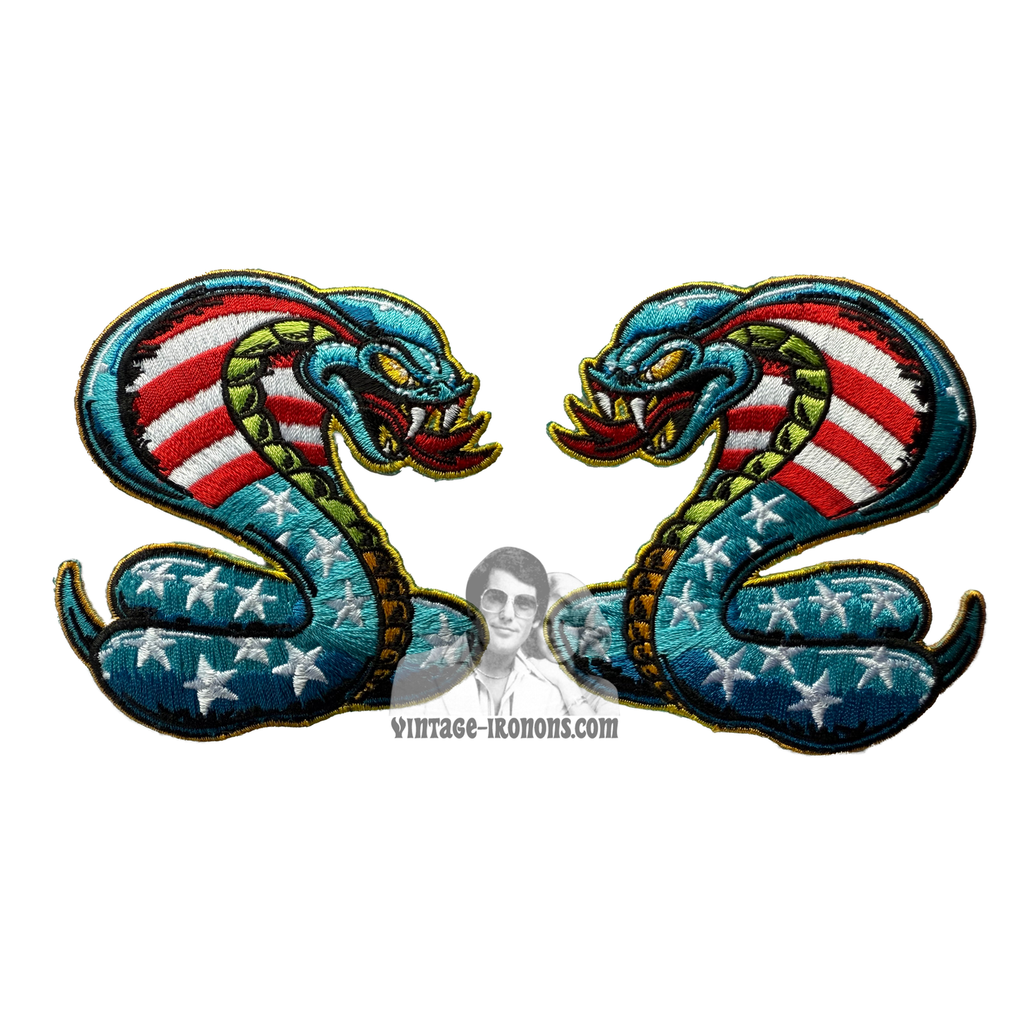 Dirty Donny Stars and Stripes Cobra Iron-on Patch Left and Right Set