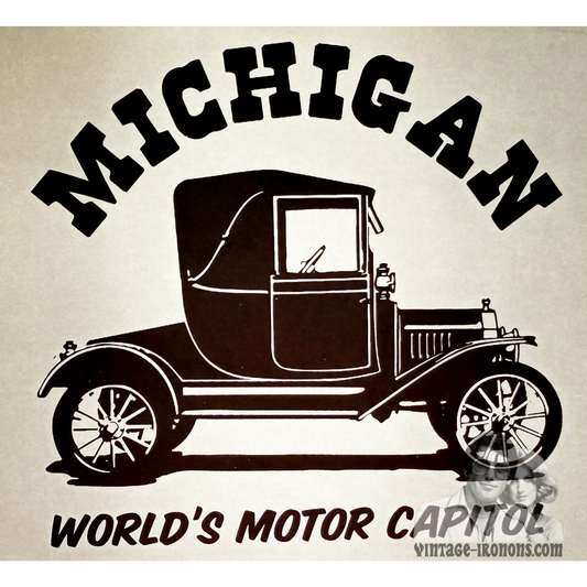 Michigan - World's Motor Capital Vintage Iron On Heat Transfer
