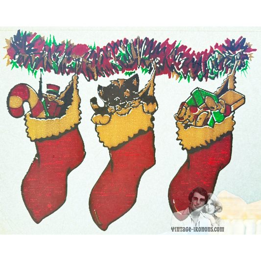 Christmas Stockings Vintage Iron On Heat Transfer